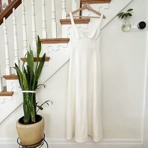 NWT Issy Womens Off White Maxi Dress Sleeveless V-Neckline Textured Size 8